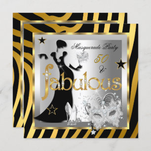 Masquerade Fabulous 50 Zebra Gold Silver Black 2 Kaart