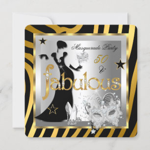Masquerade Fabulous 50 Zebra Gold Silver Black 2 Kaart