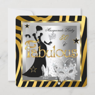 Masquerade Fabulous 50 Zebra Gold Silver Black Kaart