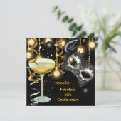 Masquerade Fabulous Mask Gold Lights Black Kaart (Staand voorkant)