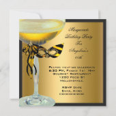 Masquerade Fabulous Zebra Mask Gold Birthday Kaart (Achterkant)