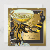 Masquerade Fabulous Zebra Mask Gold Birthday Kaart (Voorkant)