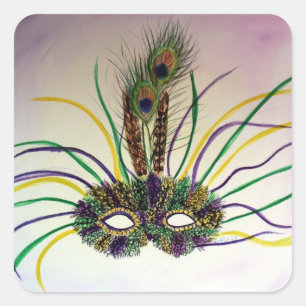 Masquerade Feather Mask Custom Seal Sticker