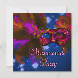 Masquerade Feest Masker Zwart Paars Rood Mardi Gra Kaart