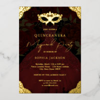 Masquerade Feest Rood Gouden Masker Jurk Quinceane