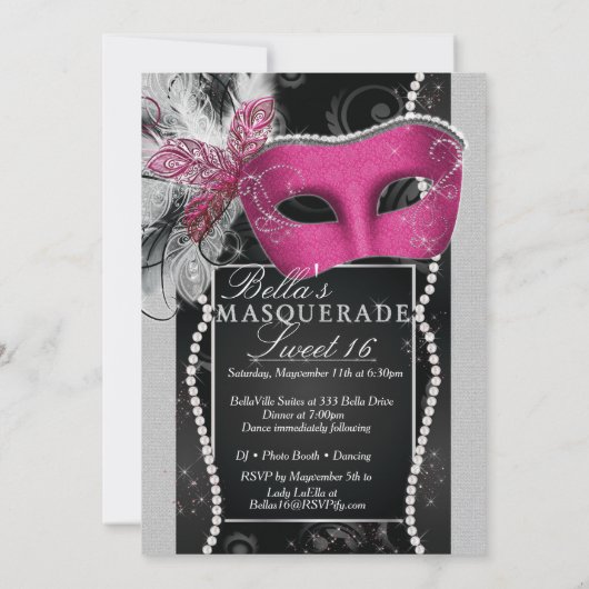 Masquerade Feestuitnodigingen, Mis Quince Anos Kaart (Achterkant)