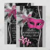 Masquerade Feestuitnodigingen, Mis Quince Anos Kaart (Voorkant / Achterkant)