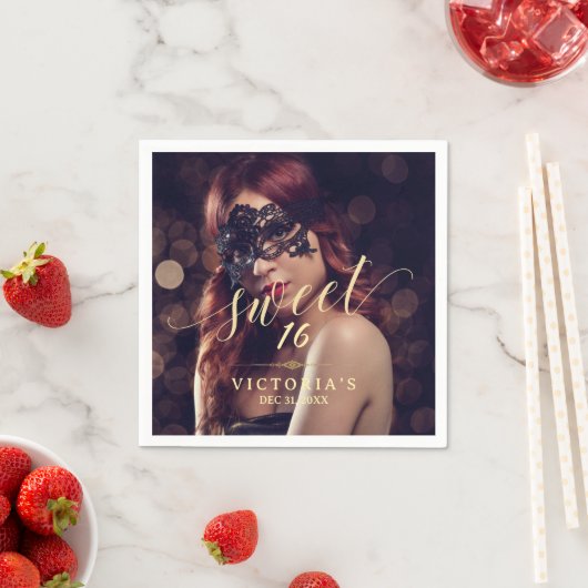 Masquerade Foto Sweet 16 Verjaardag Servet (Insitu)