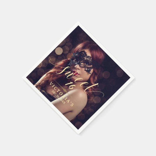 Masquerade Foto Sweet 16 Verjaardag Servet (Hoek)