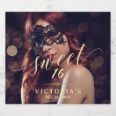 Masquerade Foto Sweet 16 Verjaardag Sparkling Wijnetiket (Enkel label)