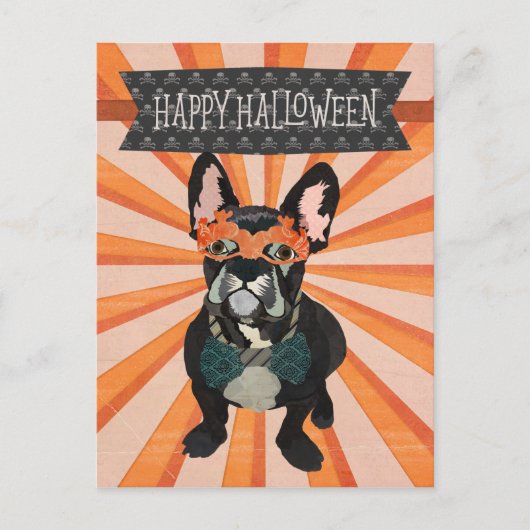 MASQUERADE FRENCH BULLDOG HALLOWEEN Briefkaart (Voorkant)