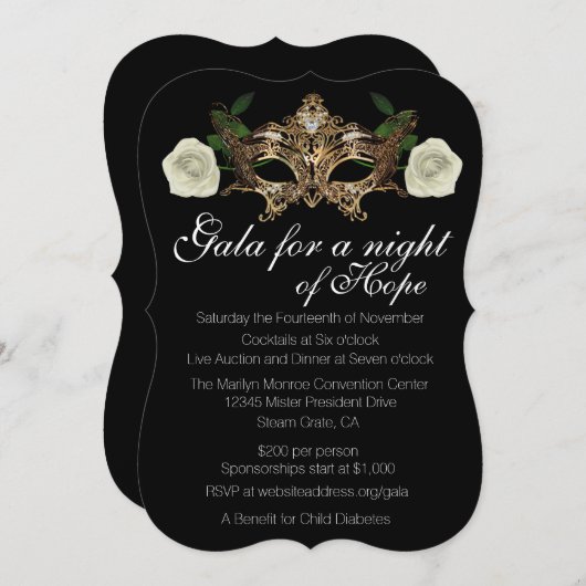 Masquerade Fundraising Gala Kaart (Voorkant / Achterkant)