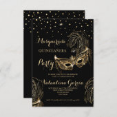 Masquerade glitter quinceanera mask nodig save the date (Voorkant / Achterkant)