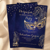 Masquerade glitter quinceanera mask nodigt marine save the date