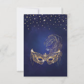Masquerade glitter quinceanera mask nodigt marine save the date (Achterkant)