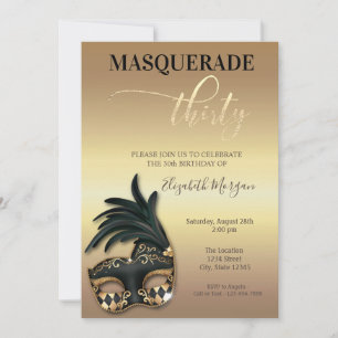 Masquerade Gold 30th Birthday Kaart