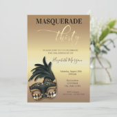 Masquerade Gold 30th Verjaardag Kaart (Staand voorkant)