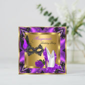 Masquerade Gold Abstract Paars Magenta High Hiel Kaart (Staand voorkant)