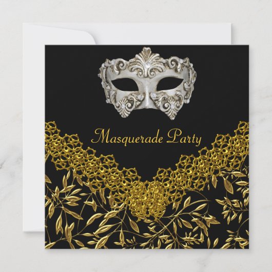 Masquerade Gold Black Hot Glamor Birthday Party Kaart (Voorkant)