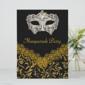 Masquerade Gold Black Hot Glamor Birthday Party Kaart (Staand voorkant)