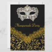Masquerade Gold Black Hot Glamor Birthday Party Kaart (Voorkant)