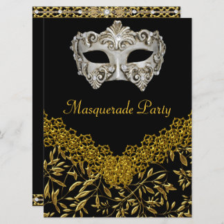 Masquerade Gold Black Hot Glamor Birthday Party Kaart