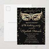 Masquerade Gold Diamonds 18e verjaardag Uitnodiging Briefkaart (Voorkant / Achterkant)