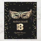 Masquerade Gold Diamonds 18e verjaardag Wijn Etiket (Enkel label)