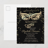 Masquerade Gold Diamonds 21e verjaardag Uitnodiging Briefkaart (Voorkant / Achterkant)