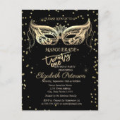 Masquerade Gold Diamonds 21e verjaardag Uitnodiging Briefkaart (Voorkant)
