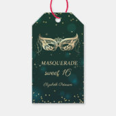 Masquerade Gold Diamonds Green Sweet 16 Cadeaulabel (Voorkant)