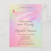 Masquerade Gold Diamonds Holographic Sweet 16 Uitnodiging Briefkaart (Voorkant)