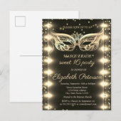 Masquerade Gold Diamonds Licht Sweet 16 Uitnodiging Briefkaart (Voorkant / Achterkant)