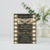 Masquerade Gold Diamonds Licht Sweet 16 Uitnodiging Briefkaart (Staand voorkant)