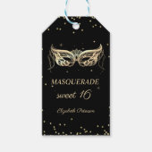 Masquerade Gold Diamonds Sweet 16 Cadeaulabel (Voorkant)