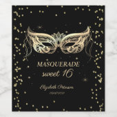 Masquerade Gold Diamonds Sweet 16 Wijn Etiket (Enkel label)