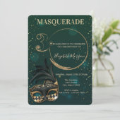 Masquerade Gold Glitter Green 30th Birthday Kaart (Staand voorkant)