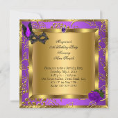 Masquerade Gold Paars Black Birthday Party Kaart (Achterkant)