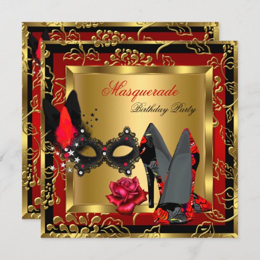 Masquerade Gold Red Black met hoge hoogte Masker-R Kaart (Voorkant / Achterkant)