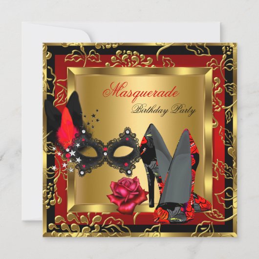 Masquerade Gold Red Black met hoge hoogte Masker-R Kaart (Voorkant)