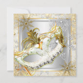 Masquerade Gold Silver Snowflakes Maskerpartij 2 Kaart (Achterkant)