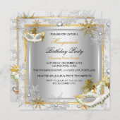 Masquerade Gold Silver Snowflakes Maskerpartij Kaart (Voorkant / Achterkant)
