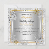 Masquerade Gold Snowflakes Silver Mask Party 2 Kaart (Voorkant)