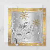 Masquerade Gold Snowflakes Silver Mask Party 3 Kaart (Achterkant)