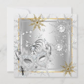 Masquerade Gold Snowflakes Silver Mask Party A Kaart (Achterkant)