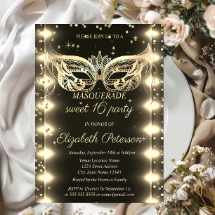 Masquerade Goud Diamanten Lichten Sweet 16 Kaart