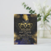 Masquerade Goud Glanzend Zoet 16 Uitnodiging Briefkaart (Staand voorkant)