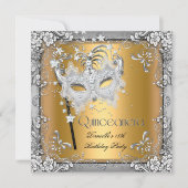 Masquerade Goud Zilver Quinceanera 15e Partij Kaart (Voorkant)