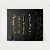 Masquerade Goud Zwart Zoet 16 15 Verjaardag Wandkleed (Voorkant (horizontaal))