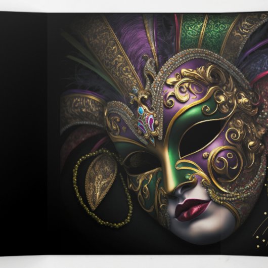 Masquerade Gouden Sterren Quinceanera Feestuitnodi Drieluik Uitnodiging (Binnenkant midden)